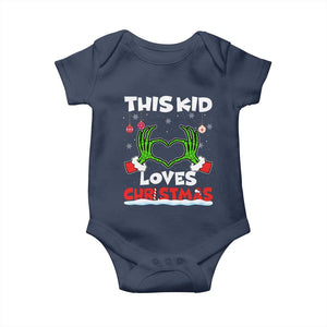 Funny Christmas Baby Onesie This Kid Loves Xmas Skeleton Heart TS02 Navy Print Your Wear