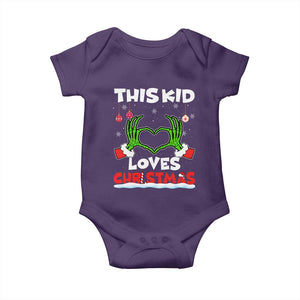 Funny Christmas Baby Onesie This Kid Loves Xmas Skeleton Heart TS02 Purple Print Your Wear