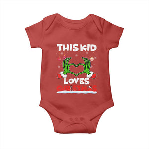 Funny Christmas Baby Onesie This Kid Loves Xmas Skeleton Heart TS02 Red Print Your Wear