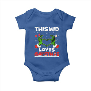 Funny Christmas Baby Onesie This Kid Loves Xmas Skeleton Heart TS02 Royal Blue Print Your Wear