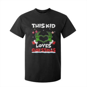 Funny Christmas T Shirt For Kid This Kid Loves Xmas Skeleton Heart TS02 Black Print Your Wear