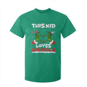 Funny Christmas T Shirt For Kid This Kid Loves Xmas Skeleton Heart TS02 Irish Green Print Your Wear