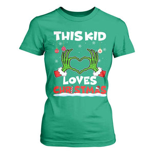 Funny Christmas T Shirt For Women This Kid Loves Xmas Skeleton Heart TS02 Irish Green Print Your Wear