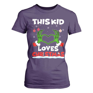 Funny Christmas T Shirt For Women This Kid Loves Xmas Skeleton Heart TS02 Purple Print Your Wear