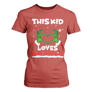 Funny Christmas T Shirt For Women This Kid Loves Xmas Skeleton Heart TS02 Red Print Your Wear