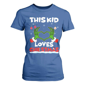 Funny Christmas T Shirt For Women This Kid Loves Xmas Skeleton Heart TS02 Royal Blue Print Your Wear