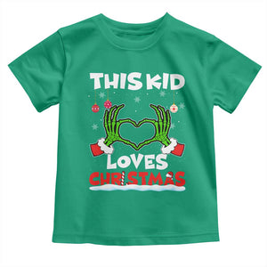 Funny Christmas Toddler T Shirt This Kid Loves Xmas Skeleton Heart TS02 Irish Green Print Your Wear