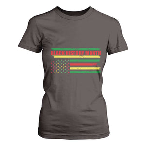 Black History Month T Shirt For Women African American Pride US Flag TS02 Dark Chocolate Print Your Wear
