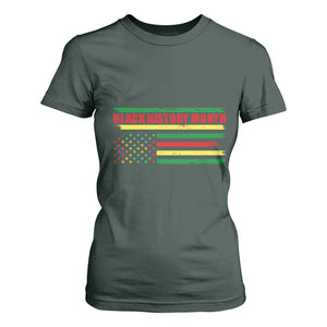 Black History Month T Shirt For Women African American Pride US Flag TS02 Dark Forest Green Print Your Wear