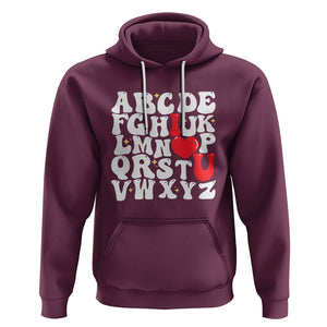 Valentines Day Hoodie Alphabet ABC I Love You Heart Gifts TS02 Maroon Printyourwear