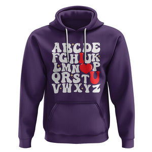 Valentines Day Hoodie Alphabet ABC I Love You Heart Gifts TS02 Purple Printyourwear