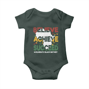 Celebrate Black History Month Baby Onesie Believe Achieve Succeed Black and Proud BHM TS02 Print Your Wear