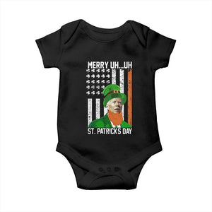Funny Biden St Patricks Day Baby Onesie Merry 4th of Saint Patrick Uh Uh Leprechaun American Flag TS02 Black Print Your Wear