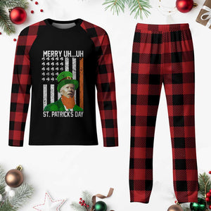 Funny Biden St Patricks Day Plaid Pajama Set Merry 4th of Saint Patrick Uh Uh Leprechaun American Flag TS02 Buffalo Plaid Print Your Wear