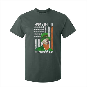 Funny Biden St Patricks Day T Shirt For Kid Merry 4th of Saint Patrick Uh Uh Leprechaun American Flag TS02 Dark Forest Green Print Your Wear