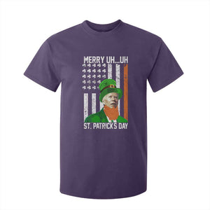 Funny Biden St Patricks Day T Shirt For Kid Merry 4th of Saint Patrick Uh Uh Leprechaun American Flag TS02 Purple Print Your Wear
