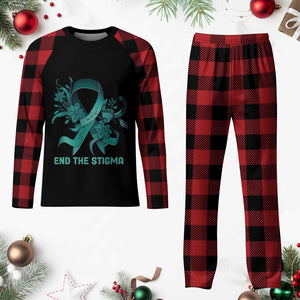Sexual Assault Awareness Plaid Pajama Set End The Stigma Teal Floral Ribbon TS02 Buffalo Plaid Print Your Wear