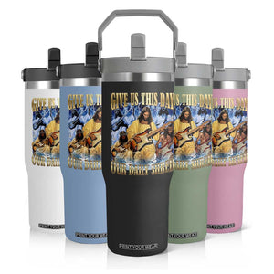 Give Us This Day Our Daily Shred Funny Christian Jesus Rock Flip Straw Tumbler Faith Humor Music Lover Inspired Gift TS02 Print Your Wear