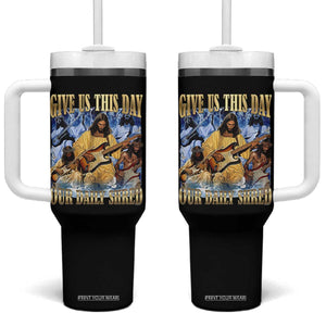 Give Us This Day Our Daily Shred Funny Christian Jesus Rock Tumbler With Handle Faith Humor Music Lover Inspired Gift TS02 One Size: 40 oz Black Print Your Wear