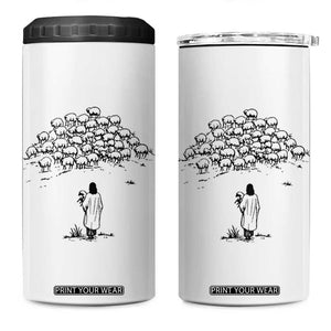 Jesus The Good Shepherd Minimalist Christian 4 in 1 Can Cooler Tumbler Sheep Flock Faith Spiritual Inspirational Gift TS02 One Size: 16 oz White Print Your Wear