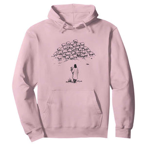 Jesus The Good Shepherd Minimalist Christian Hoodie Sheep Flock Faith Spiritual Inspirational Gift TS02 Light Pink Print Your Wear