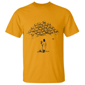 Jesus The Good Shepherd Minimalist Christian T Shirt Sheep Flock Faith Spiritual Inspirational Gift TS02 Gold Print Your Wear