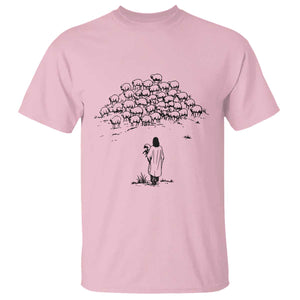 Jesus The Good Shepherd Minimalist Christian T Shirt Sheep Flock Faith Spiritual Inspirational Gift TS02 Light Pink Print Your Wear