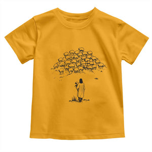 Jesus The Good Shepherd Minimalist Christian Toddler T Shirt Sheep Flock Faith Spiritual Inspirational Gift TS02 Gold Print Your Wear