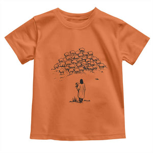 Jesus The Good Shepherd Minimalist Christian Toddler T Shirt Sheep Flock Faith Spiritual Inspirational Gift TS02 Orange Print Your Wear