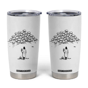 Jesus The Good Shepherd Minimalist Christian Tumbler Cup Sheep Flock Faith Spiritual Inspirational Gift TS02 White Print Your Wear