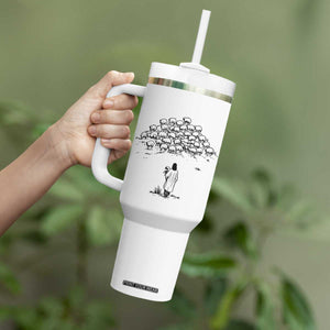 Jesus The Good Shepherd Minimalist Christian Tumbler With Handle Sheep Flock Faith Spiritual Inspirational Gift TS02 Print Your Wear