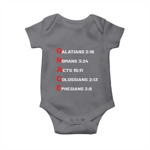 GRACE Christian Scripture Acronym Baby Onesie Bible Verses Galatians Romans Acts Colossians Ephesians Faith Message Gift TS02 Charcoal Print Your Wear
