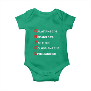 GRACE Christian Scripture Acronym Baby Onesie Bible Verses Galatians Romans Acts Colossians Ephesians Faith Message Gift TS02 Irish Green Print Your Wear