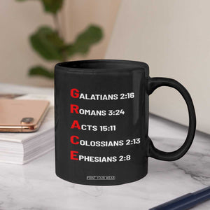 GRACE Christian Scripture Acronym Coffee Mug Bible Verses Galatians Romans Acts Colossians Ephesians Faith Message Gift TS02 Print Your Wear