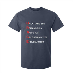 GRACE Christian Scripture Acronym T Shirt For Kid Bible Verses Galatians Romans Acts Colossians Ephesians Faith Message Gift TS02 Navy Print Your Wear