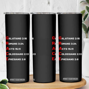 GRACE Christian Scripture Acronym Skinny Tumbler Bible Verses Galatians Romans Acts Colossians Ephesians Faith Message Gift TS02 Print Your Wear