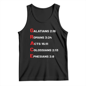 GRACE Christian Scripture Acronym Tank Top Bible Verses Galatians Romans Acts Colossians Ephesians Faith Message Gift TS02 Black Print Your Wear