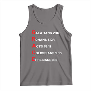 GRACE Christian Scripture Acronym Tank Top Bible Verses Galatians Romans Acts Colossians Ephesians Faith Message Gift TS02 Deep Heather Print Your Wear