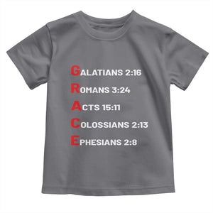 GRACE Christian Scripture Acronym Toddler T Shirt Bible Verses Galatians Romans Acts Colossians Ephesians Faith Message Gift TS02 Charcoal Print Your Wear