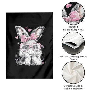 Cute Easter Bunny with Heart Glasses Pink Bow Garden Flag Adorable Rabbit Love Aesthetic Gift TS02 Print Your Wear