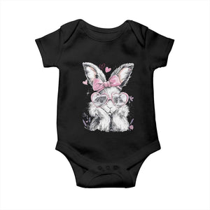 Cute Easter Bunny with Heart Glasses Pink Bow Baby Onesie Adorable Rabbit Love Aesthetic Gift TS02 Black Print Your Wear