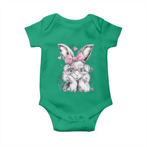 Cute Easter Bunny with Heart Glasses Pink Bow Baby Onesie Adorable Rabbit Love Aesthetic Gift TS02 Irish Green Print Your Wear