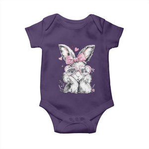 Cute Easter Bunny with Heart Glasses Pink Bow Baby Onesie Adorable Rabbit Love Aesthetic Gift TS02 Purple Print Your Wear