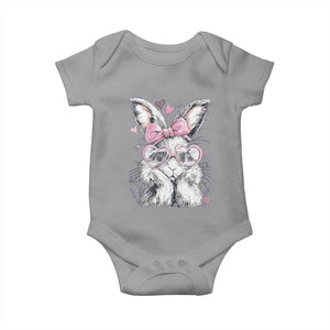 Cute Easter Bunny with Heart Glasses Pink Bow Baby Onesie Adorable Rabbit Love Aesthetic Gift TS02 Sport Gray Print Your Wear