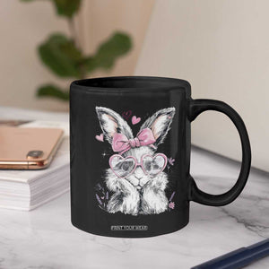 Cute Easter Bunny with Heart Glasses Pink Bow Coffee Mug Adorable Rabbit Love Aesthetic Gift TS02 Print Your Wear
