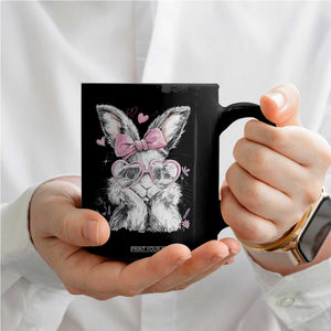 Cute Easter Bunny with Heart Glasses Pink Bow Coffee Mug Adorable Rabbit Love Aesthetic Gift TS02 Print Your Wear