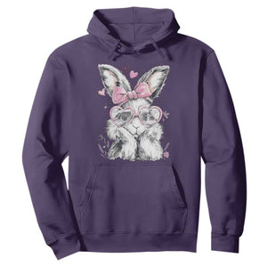 Cute Easter Bunny with Heart Glasses Pink Bow Hoodie Adorable Rabbit Love Aesthetic Gift TS02 Purple Print Your Wear