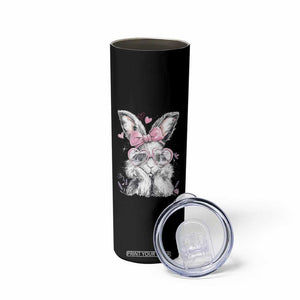 Cute Easter Bunny with Heart Glasses Pink Bow Skinny Tumbler Adorable Rabbit Love Aesthetic Gift TS02 Print Your Wear