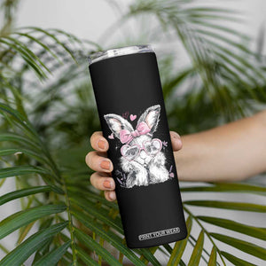 Cute Easter Bunny with Heart Glasses Pink Bow Skinny Tumbler Adorable Rabbit Love Aesthetic Gift TS02 Print Your Wear
