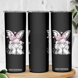 Cute Easter Bunny with Heart Glasses Pink Bow Skinny Tumbler Adorable Rabbit Love Aesthetic Gift TS02 Print Your Wear